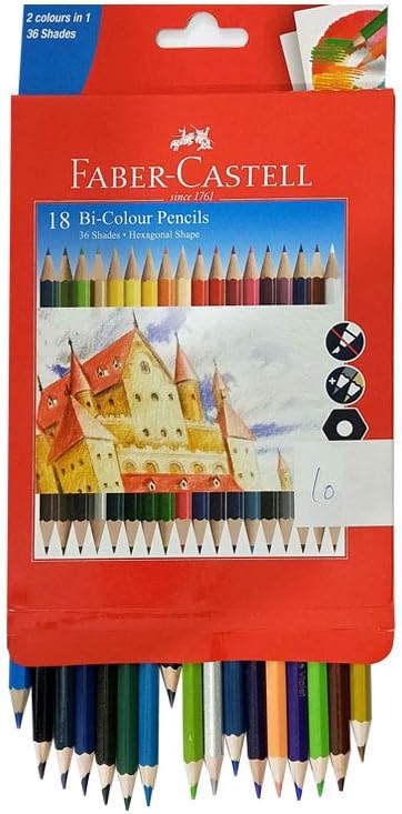 Faber-castell Dual Sided Bi - Colour Pencils in Hexagonal Shape (Set of 18)...