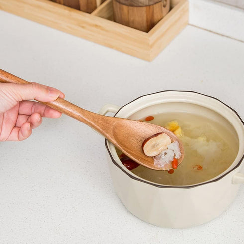 Delicate Wooden Utensils For Cooking, Set of 3, Wood Kitchen Utensils Cooking Tools, 12 Inch Acacia Wooden Spoons Spatula Set, Cooking Gadgets Saf...