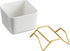 47th & Main Sleek & Modern Square Ceramic Planter with Gold Metal Footed Stand for Succulents Flowers and More, Small, White...