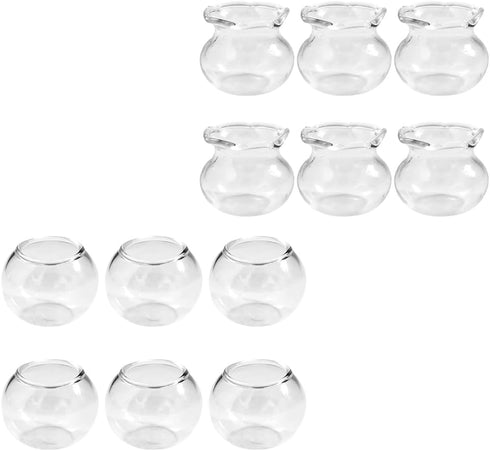 12 Pcs Miniature Fish Bowls Simulated Mini Fish Tank Miniature Glass Goldfish Bowl for Mini House Desktop Office Desk Accessories...