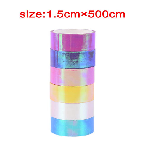 6 Rolls Rhythmic Gymnastics Decoration Holographic Prismatic Glitter Tape Hoops Sticker Color Waterproof Tape Sticker, Each 5M...
