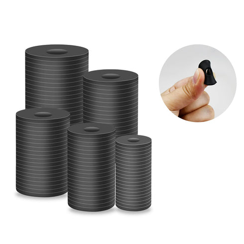 100 Pcs Black Flat Rubber Washers Assortment Kit, 16/18/20/25/30mm Heavy Duty Rubber Washers Rubber Grommet Vibration Damping Pads for Shower Head...