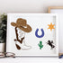 OLYCRAFT 2pcs 8.6x11 Inch Self-Adhesive Silk Screen Printing Stencils Western Cowboy Boots Silkscreen Stencils Reusable Hat Horse Mesh Transfer St...