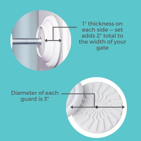 Toddleroo by North States - Safety Gate Wall Guards: Pressure Mounted Baby Gate Wall Protector - Pack of 4 - White...