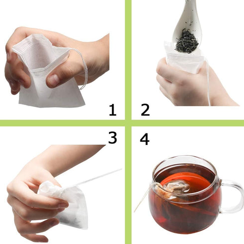 Tea Filter bags, safe and natural material, disposable tea infuser, empty tea bag with drawstring for loose leaf tea, set of 200?3.15 x 3.94 inch ...