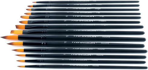 Transon 14pcs Art Painting Brush Set for Acrylic, Watercolor, Gouache, Oil and Hobby Painting Black Color...