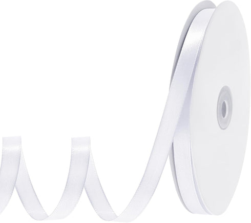 White Ribbon 120 Yards 3/8 Inch Thin White Satin Ribbon Polyester Fabric Ribbon for Gift Wrapping Flower Bouquet Bow Making Wedding Party Birthday...