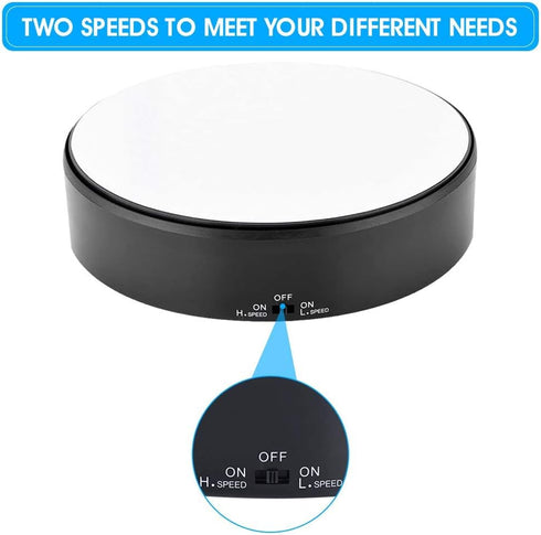 Rotating Display Stand, Speed Adjustable Electric 360° Turntable Display Holder Mirror Motorized Revolving Base Battery Powered for Displaying Jew...