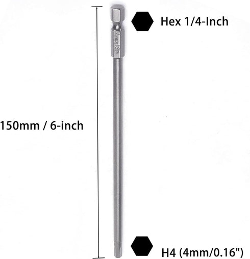 Utoolmart H4 Magnetic Hex Head Screwdriver Bits, 1/4 Inch Hex Shank 150mm Length S2 Power Tools 10Pcs...