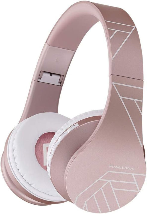 PowerLocus Bluetooth Headphones Over Ear, Bluetooth Headphone Rose Gold, Wireless Headphones Foldable, Hi-Fi Stereo, Soft Memory Foam Earmuffs, Bu...