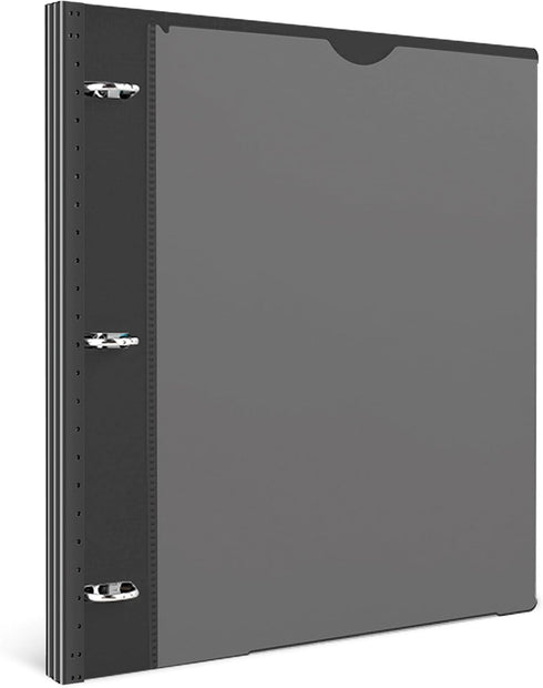0.5 inch Telescoping 3 Ring Binder -1PCS-Black?1/2 inch Flexible Round Binder with Customizable Front Cover and Clear Catalog Pocket, Holds 8.5x11...