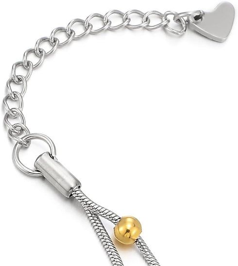 COOLSTEELANDBEYOND Stainless Steel Two-row Doubel Chain Anklet Bracelet with Charms of Balls Gold and Silver...