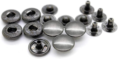 CRAFTMEMORE 50 Sets Gun Metal Black Snap Buttons S-Spring Socket Popper Fasteners for Jacket Bag Closures #831 VT8 (15mm (0.59"))...
