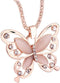Fashion Womens Lady Rose Gold Opal Butterfly Pendant Necklace Sweater Chain Hot...
