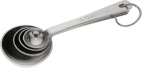 Amco Stainless Steel Measuring Spoons Set, 4-Piece - Stackable, Ergonomic Handles, Easy-to-Read Engraved Measurements, Well-Rounded Design for Liq...