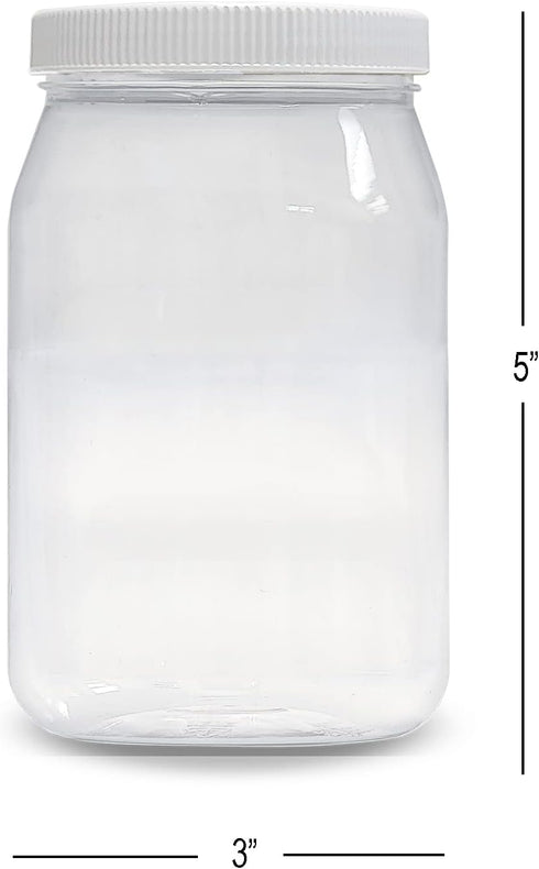 ljdeals 16 oz Clear Plastic Jars with Lids, Storage Containers, Wide Mouth PET Mason Jars, Pack of 6, BPA Free, Food Safe, Made in USA...