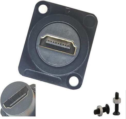 HDMI D Panel Mount Connector Extender Socket Series D-Type HDMI Coupler Female to Female Adapter Converter Pass Through 3D&4K Connector with Screw...