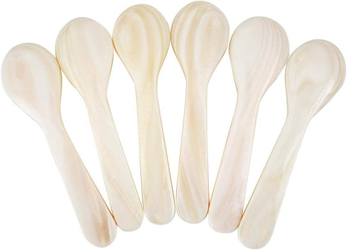 DUEBEL Set of 6 White Mother of Pearl Caviar Spoons for Caviar, Egg, Coffee Serving, Restaurant Serving Set (2.75)...