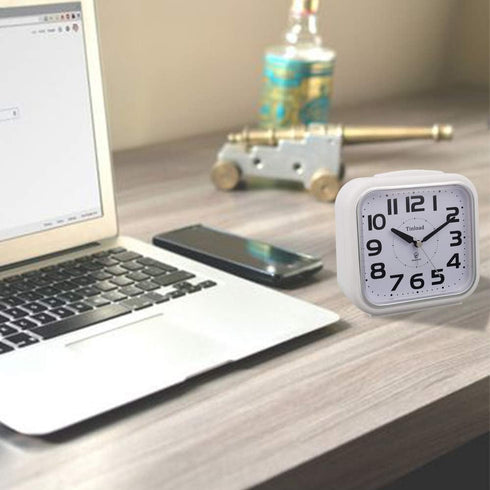 5.5" Large Analog Alarm Clock Silent Non Ticking, Gentle Wake, Beep Sounds, Increasing Volume, Battery Operated Snooze and Manual Light, Easy Set,...