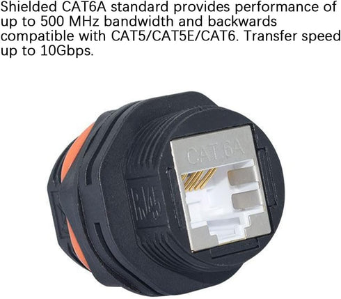 5PCS Panel Mounting Shielded CAT6A RJ45 Waterproof Connector Cat5/5e/6/6E 8P8C Ethernet LAN Cable Coupler Double Head Adapter with Waterproof/Dust...