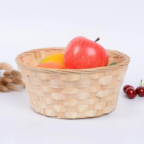 Wooden Berry Baskets 3pcs Mini Woven Basket Round Bread Baskets Fruit Serving Basket Bamboo Storage Organizer Lightweight Food Baskets Candy Gift ...
