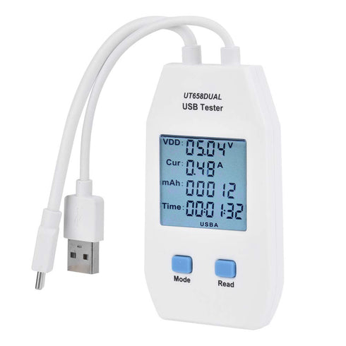 USB Meter, Digital LCD Display Voltmeter Ammeter Detector Power Tester Multimeter for Measuring Voltage, Current, Capacity, Energy, Resistance, Ca...