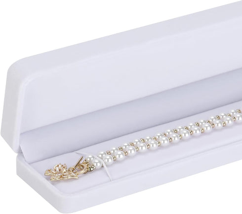 LETURE 2 Pieces Long Velvet Chain Necklace Gift Box Set, Bracelet Storage Case, Jewellry Display Box for Wedding, Engagement,Proposal, Birthday an...