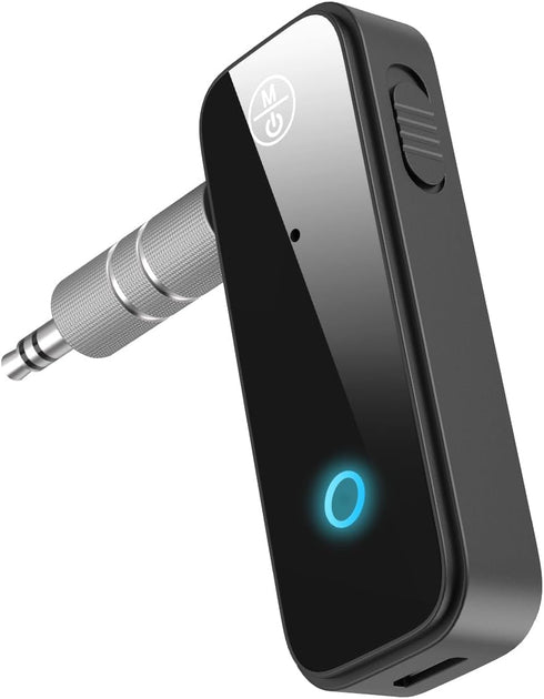 Aux Bluetooth Adapter for Car, 2 in 1 Bluetooth Transmitter Receiver for Hands-Free Call, Noise Cancelling 3.5mm AUX Bluetooth 5.0 Receiver for Ho...