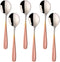 Buyer Star Bouillon Spoon Sets, 7-Inch Round Soup Spoons, Stainless Steel Finished Table Dinner Spoons (Gradient Rose Gold)...