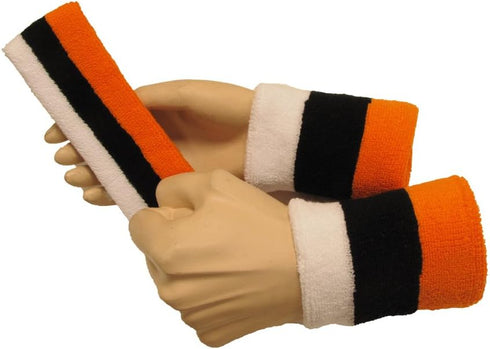 3 Color Striped Terry Sports Sweat Headband, Wristband Set...
