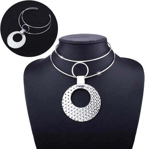 HSQYJ Fashion Bib Choker Drop Earring Set Bohemian Punk Ethnic Style Statement Dangle Earrings Pendant Necklace Crystal Wedding Bridal Jewelry Set...