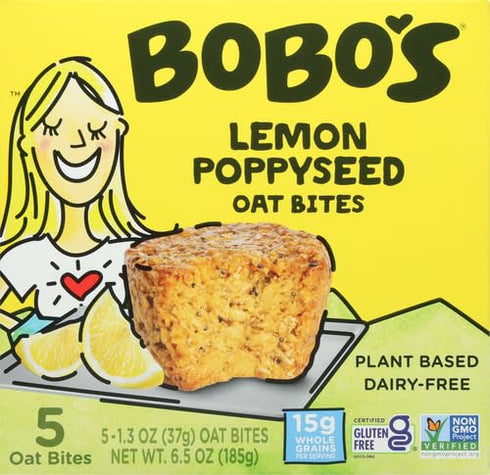 Bobo's Oat Bites, Lemon Poppyseed, 1.3 Ounce (5 Count Box)...