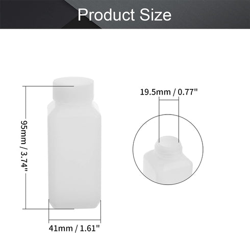 Othmro 10pcs 100ml/3.38oz Plastic Lab Chemical Reagent Bottles,10pcs 19.5mmx95mm(IDxH) Square Wide Mouth Liquid/Solid Sample Storage Container Sea...