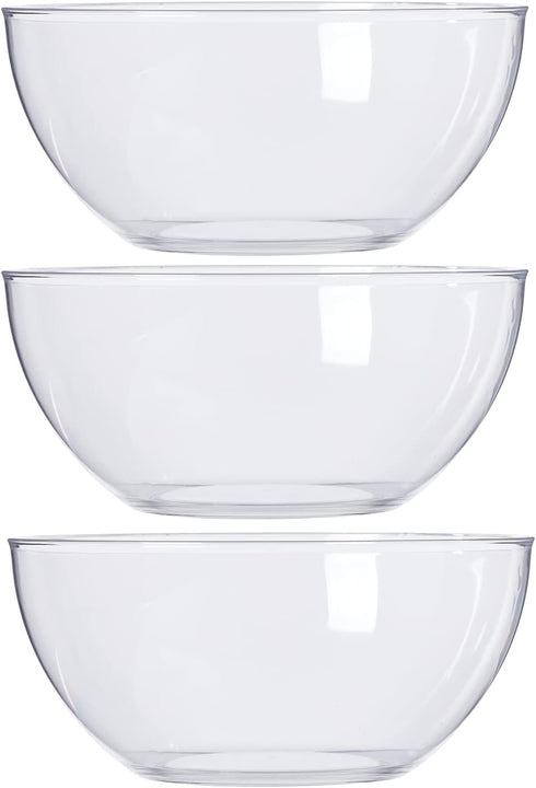 US Acrylic Vista Clear Plastic Salad and Serving 10-inch Bowls | set of 3 | Reusable, BPA-free, Made in the USA | 135 oz. capacity...