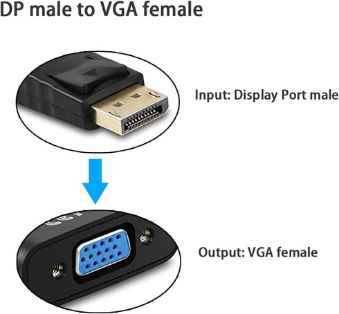 Display Port to VGA Adapter,4 Pack Gold-Plated DisplayPort DP to VGA Converter (Male to Female) for Computer, Desktop, Laptop, PC, Monitor, Projec...
