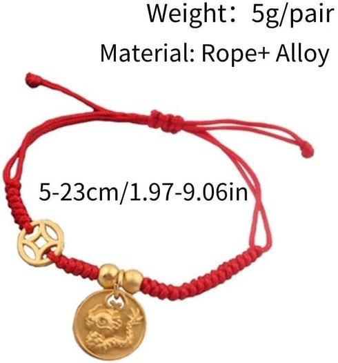 2024 Year of The Dragon Adjustable Bracelets Red String Handwoven Set for women men Chinese Zodiac Animal Dragon Rope String Wrap Bracelet fashion...