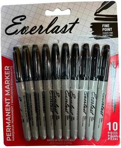 Everlast Permanent Marker, Fine Point, Black - Pack of 10 Merchandise Sticker....