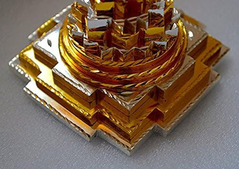 Sri Yantra, Meru Yantra, Sri Chakra in Brass Size 2" Inch - Spiritual Powers, Vaastu Dosh, Prosperity - 3D...