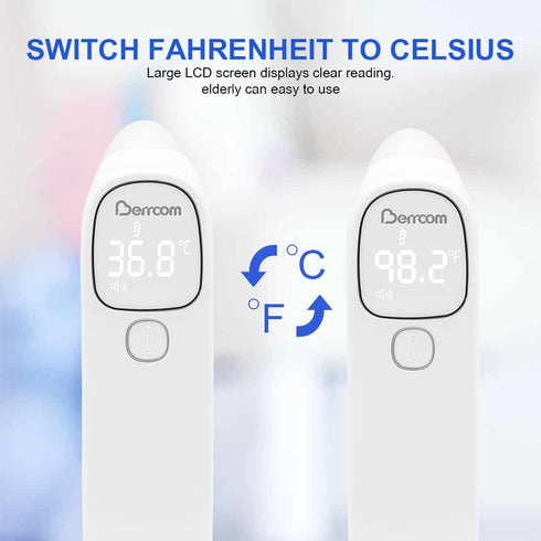 Berrcom Forehead and Ear Thermometer for Adults and Kids, Digital Infrared Thermometer for Baby Touchless Medical Thermometer with LED Display and...