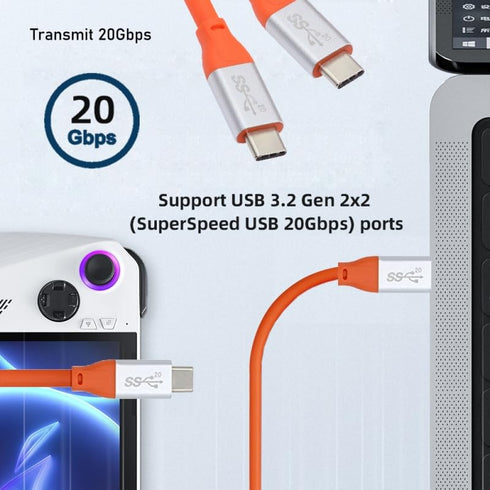CY Cable USB3.2 Cable 20Gbps USB4 Ultra Soft High Flex 100W 8K 5K 4K USB4.0 Hyper Super Flexible Cord Male to Male Compatible with iphone15 iPad P...