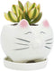 GeLive Cute Cat Succulent Planter Pot with Drainage Tray, White Ceramic Plant Container, Window Box, Unique Animal for Indoor Home Decor (White)...