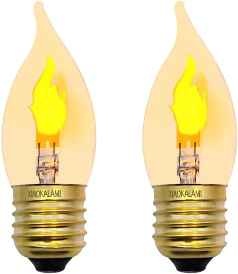 LED Flame Effect Light Bulb E26 Flickering Candle Light Bulbs Crystal Clear Candle Bulb for E26 Edison Base (Clear, C35(2pack))...