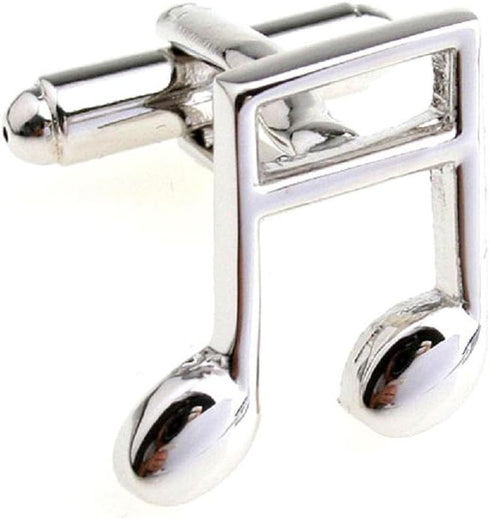 Music Banded Beamed Note Pair Cufflinks in a Presentation Gift Box & Polishing Cloth...