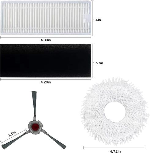 Replacement for Robot Cleaner Yeedi mop Station Accessories Parts X4 Mop X4 Side Brush X2 Filter (10)...