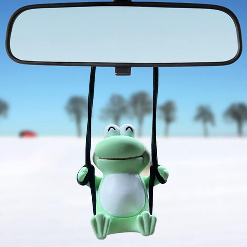 Swinging Frog Car Hanging Ornament, Cute Car Hanging Accessories for Rear View Mirror, Car Pendant Frog Hanging Swing...