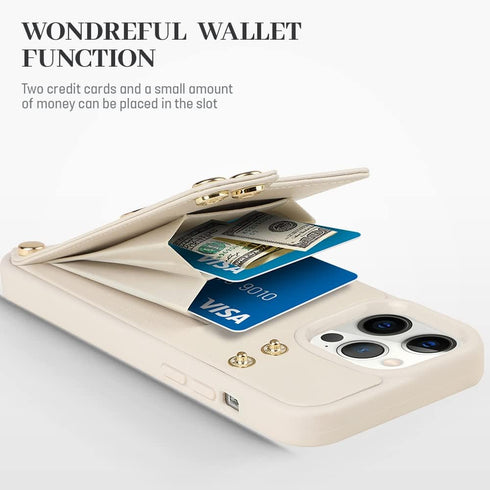 LAMEEKU for iPhone 12 Pro/12 Wallet Case 6.1'', Leather Case with Card Holder, 360°Rotation Ring Stand, RFID Blocking Protective Cover for Women f...