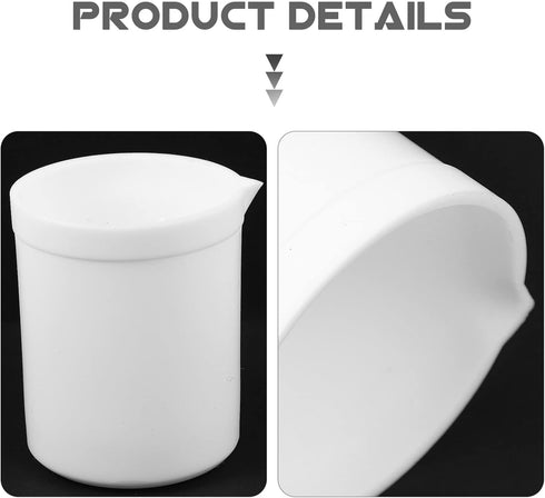 Lab Beaker, PTFE Beaker Acid and Alkali Resistant PTFE Beakers High Lubrication White Measuring Cup for Lab(100ml)...