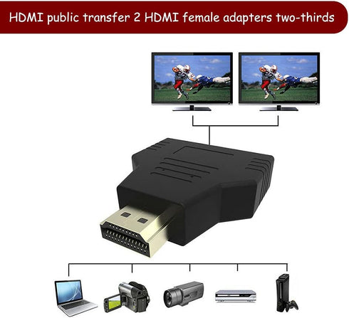 SaiDian 1Pcs HDMI 1 in 2 Converter 1080P Male to Dual HDMI Female DVD Audio Splitter Adapter HD Conversion Plug...