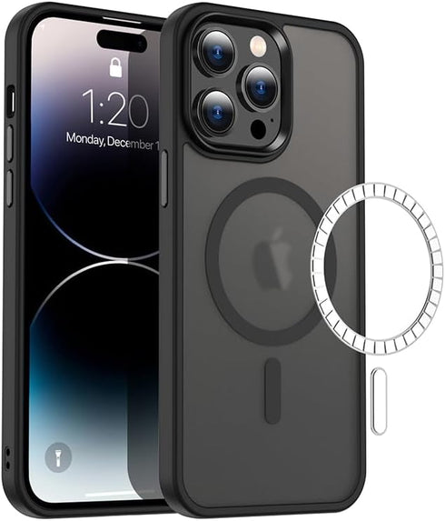 QLTYPRI Magnetic iPhone 12 Case/iPhone 12 Pro Case (6.1 inch) Compatible with Wireless Charger, Protective Shockproof Translucent Case Matte Slim ...