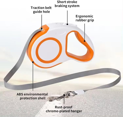 Time4Pets New Retractable Dog Leash Tangle-Free | 16ft Strong Nylon Tape | One-Handed Braking System | Supports up to 30 kg / 65 lb | 180° Non-Coi...